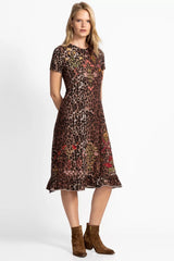 SHORT SLEEVE RUFFLE HEM DRESS