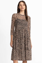3/4 SLEEVE MESH TIERED DRESS