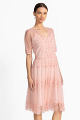 MEZZA BEADED MESH DRESS