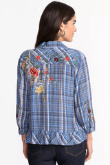 PEPLUM RUFFLE HEM SHIRT