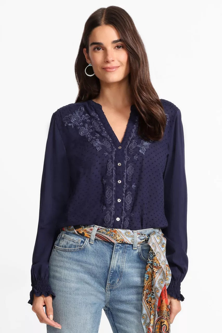 MIXED MEDIA HI LO SHIRT