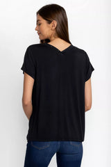 MODAL JERSEY BUTTON NECK TEE
