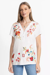 BUTTON NECK TEE