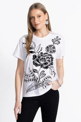 FLOCKED CREW NECK TEE