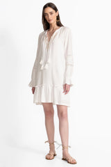 GAUZE RUFFLE TIER MINI DRESS