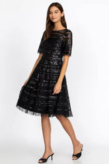 Black Beaded Mesh Dress