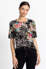 THE JANIE FAVORITE KIMONO SLEEVE MANDARIN TEE