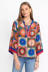FRONT TIE VILLA BLOUSE