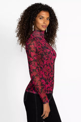 REBECCA MESH MOCK NECK TEE
