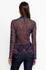 REBECCA MESH MOCK NECK LONG SLEEVE TEE