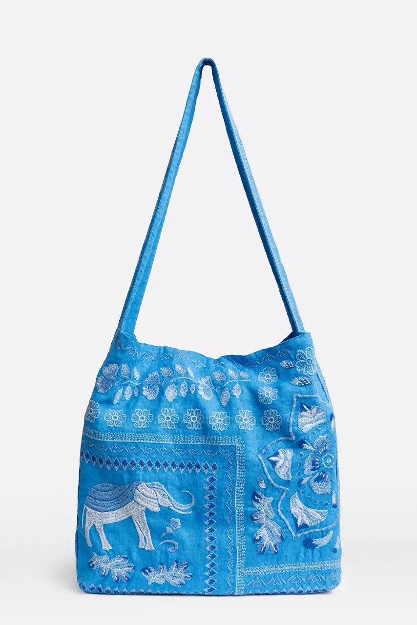 WIDE STRAP LINEN TOTE BAG