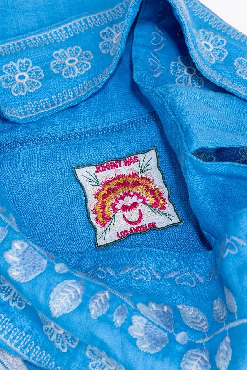WIDE STRAP LINEN TOTE BAG