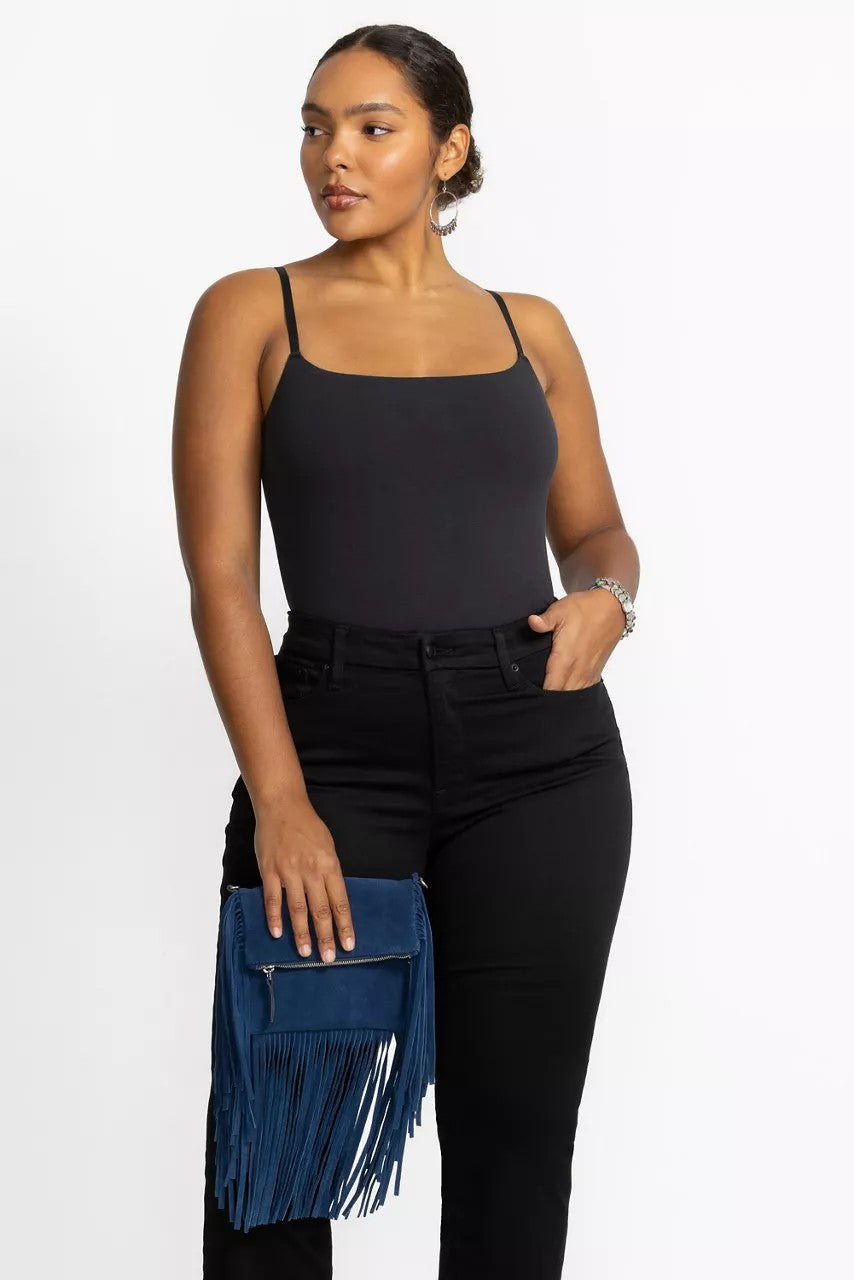 OCEANO ITALIAN SUEDE FOLDOVER FRINGE CROSSBODY