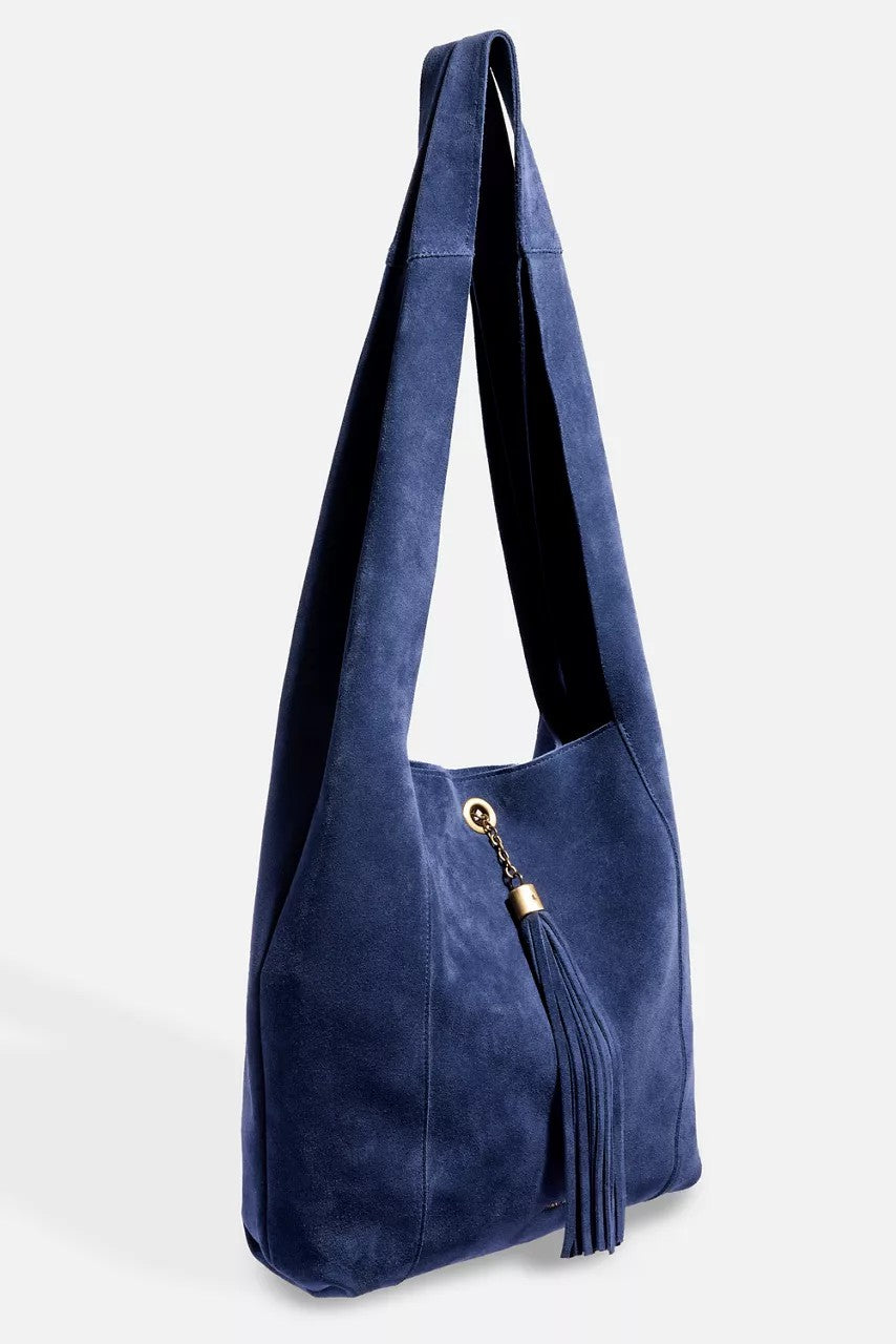 TASSEL CHAIN ITALIAN SUEDE HOBO BAG