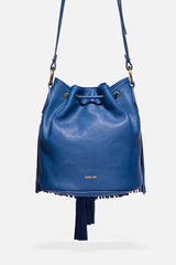 ITALIAN LEATHER FRINGE BUCKET BAG