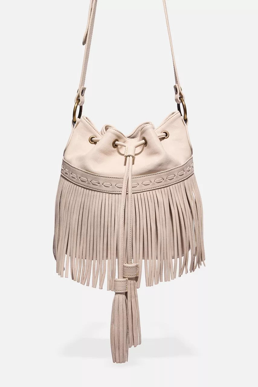 ITALIAN LEATHER FRINGE BUCKET BAG