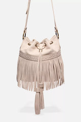 ITALIAN LEATHER FRINGE BUCKET BAG