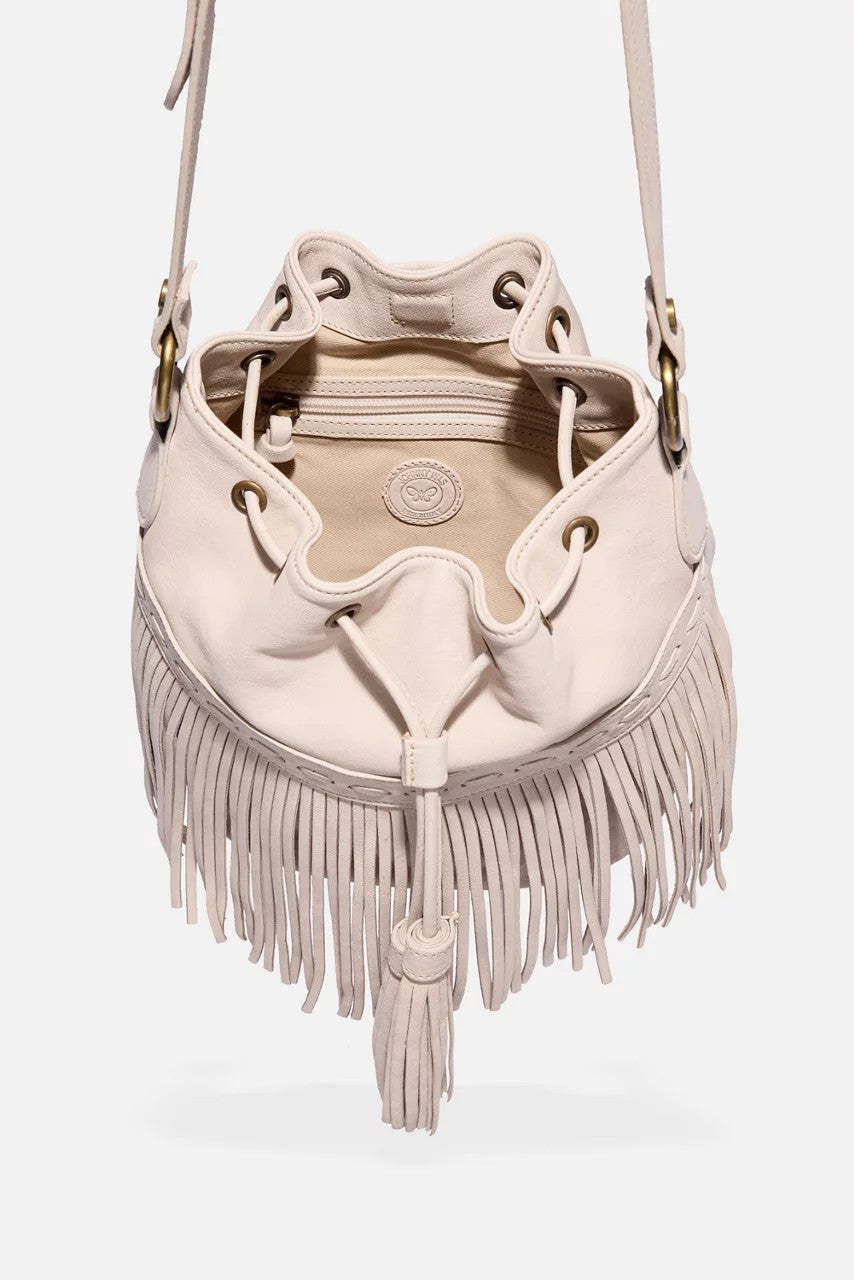 ITALIAN LEATHER FRINGE BUCKET BAG