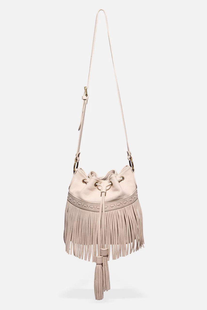ITALIAN LEATHER FRINGE BUCKET BAG