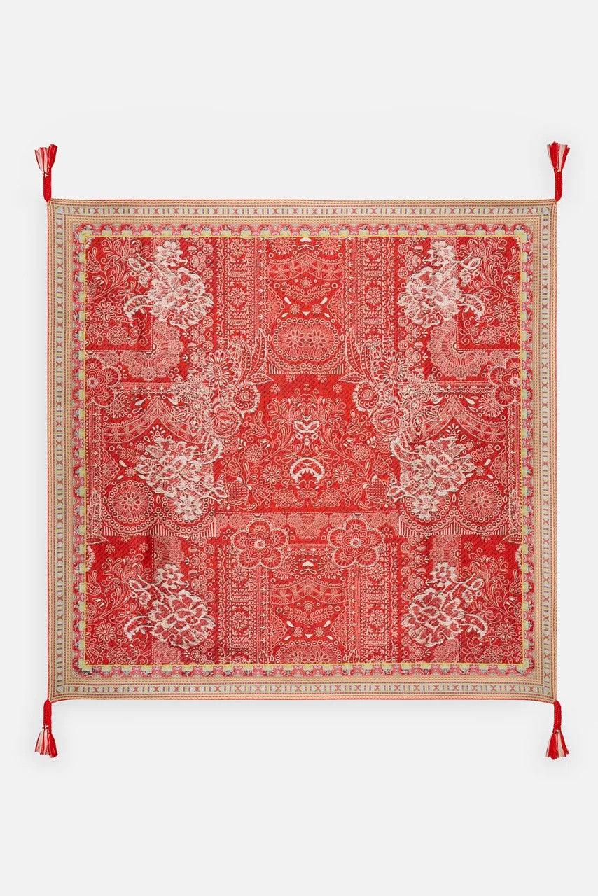 RED LACE SILK SCARF