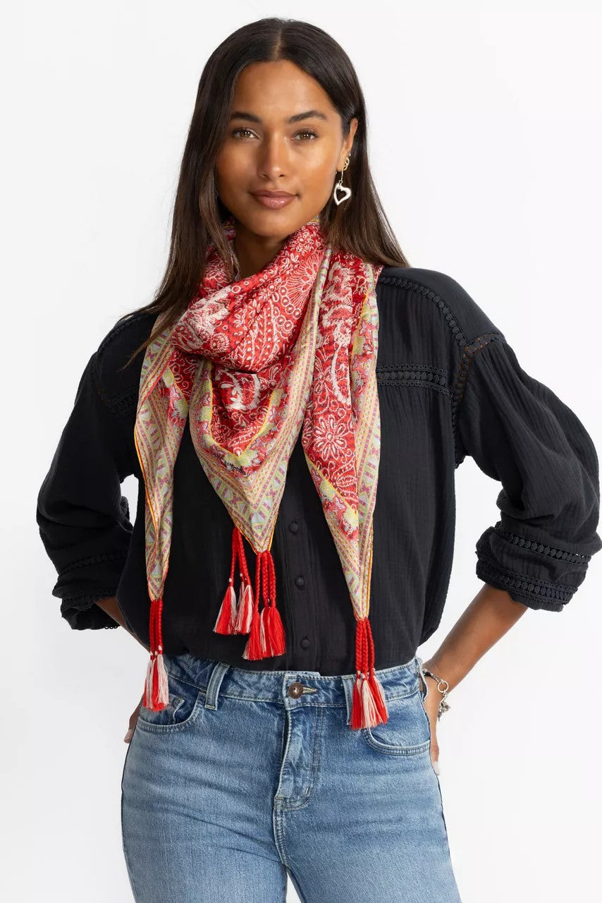 RED LACE SILK SCARF