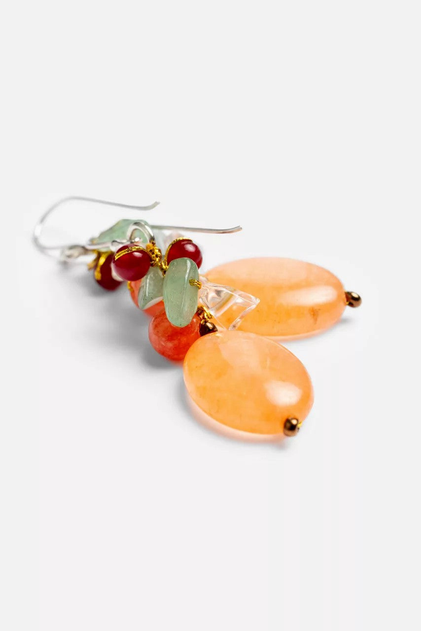 EXOTIC ORANGE CLUSTER EARRINGS