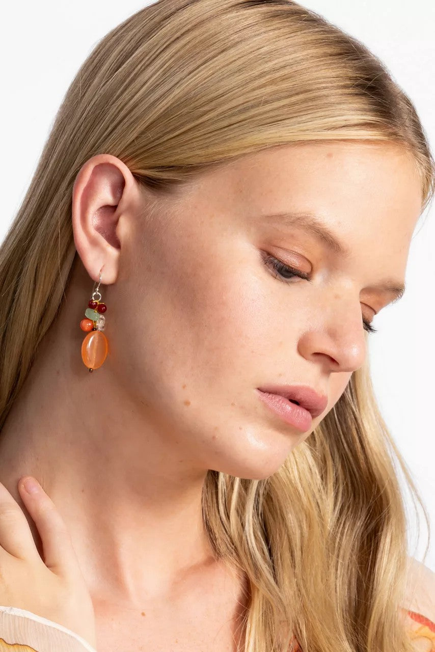 EXOTIC ORANGE CLUSTER EARRINGS