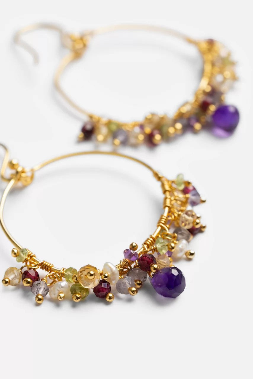 VIBRANT CHANDELIER AMETHYST EARRINGS