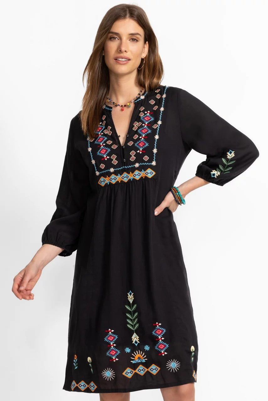 BUTTON FRONT YOKE DRESS