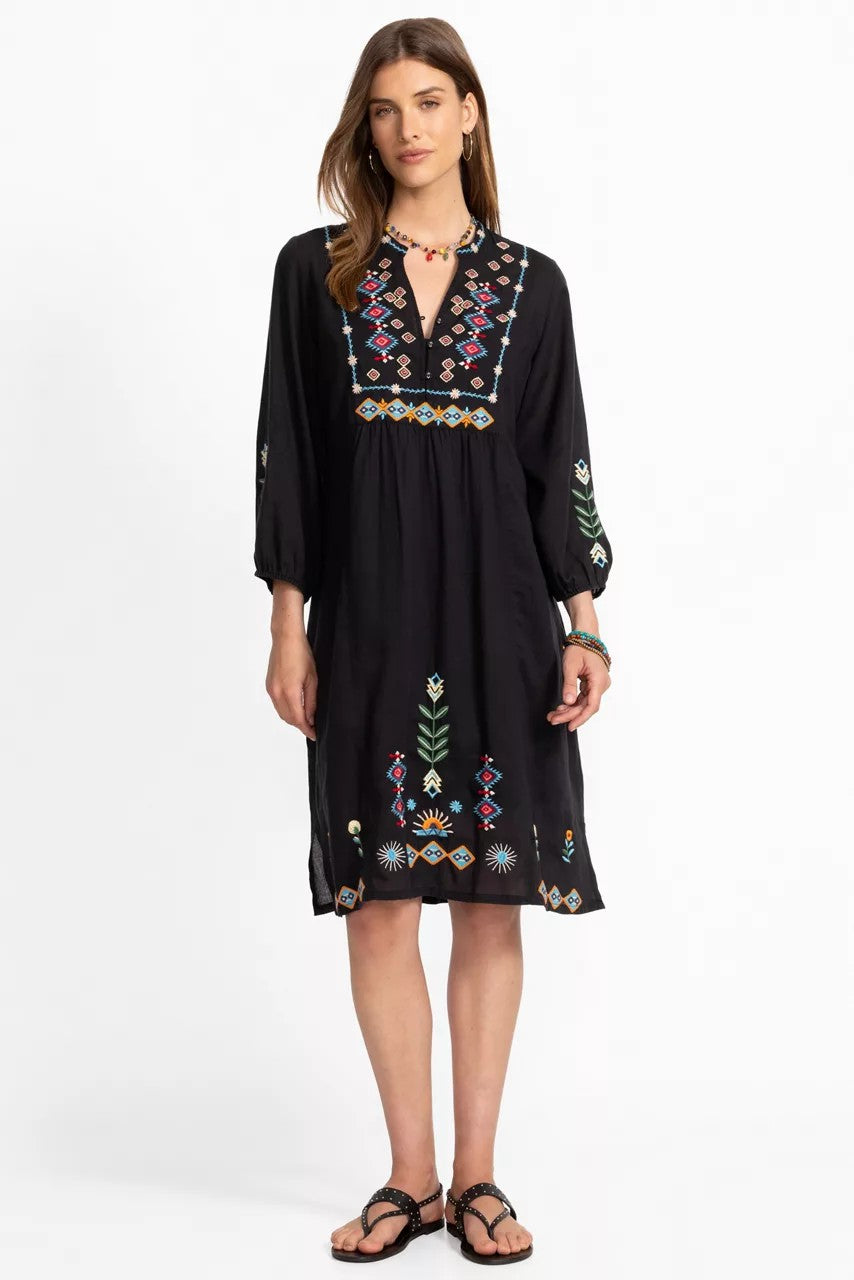 BUTTON FRONT YOKE DRESS