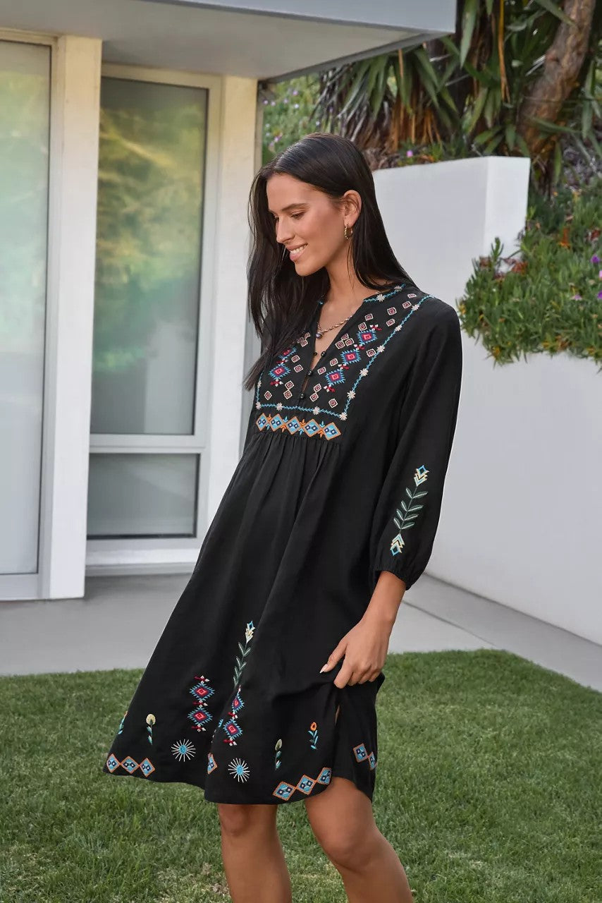 BUTTON FRONT YOKE DRESS