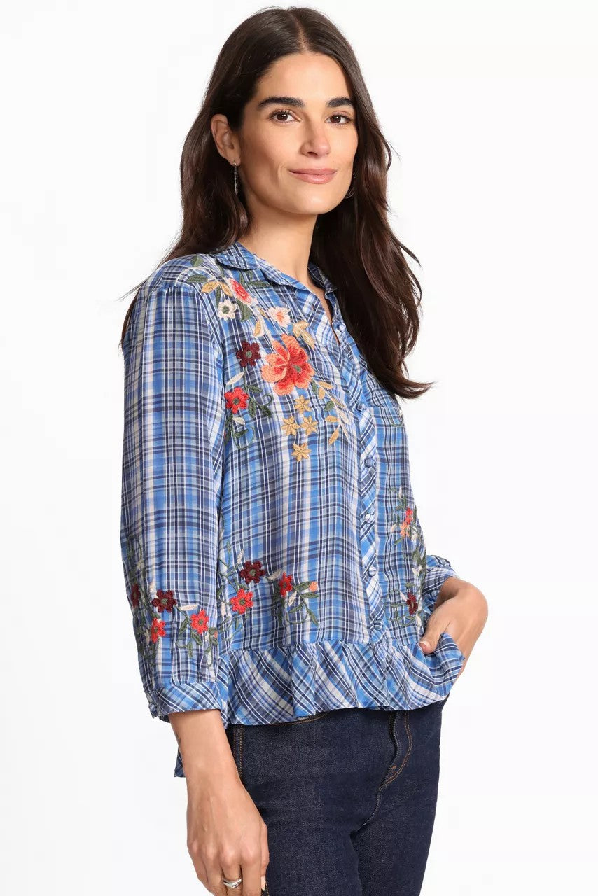 PEPLUM RUFFLE HEM SHIRT