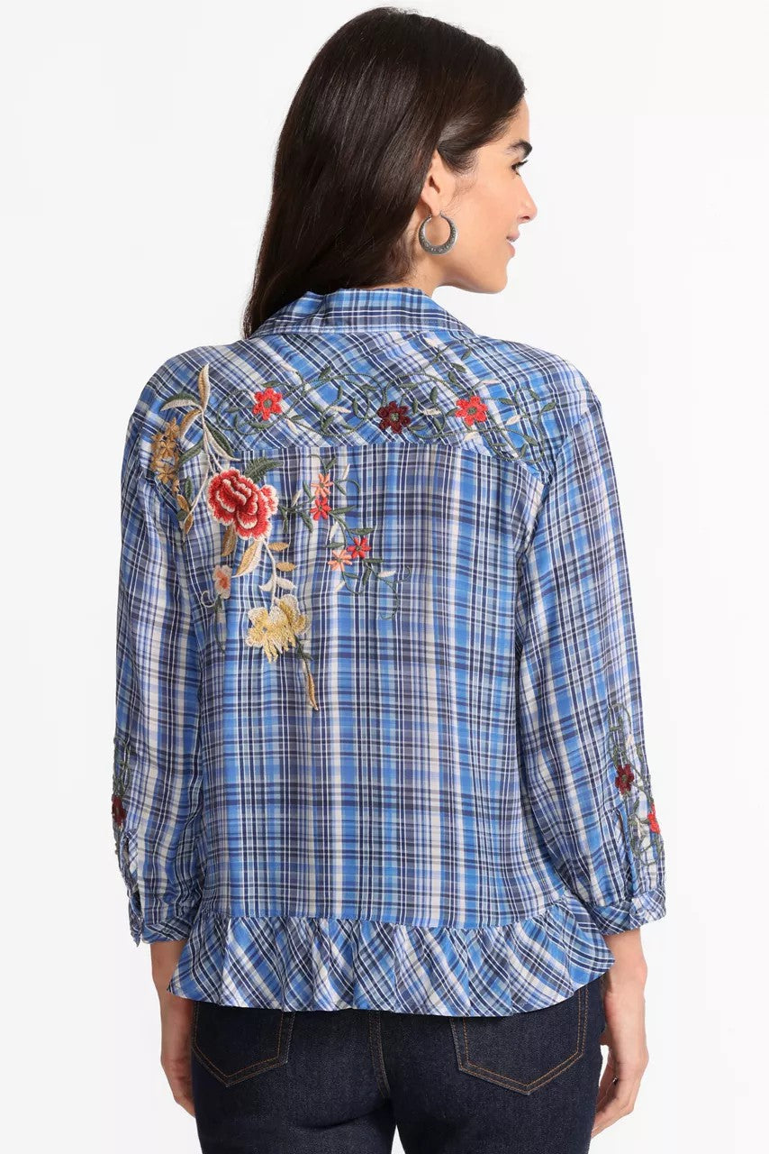 PEPLUM RUFFLE HEM SHIRT