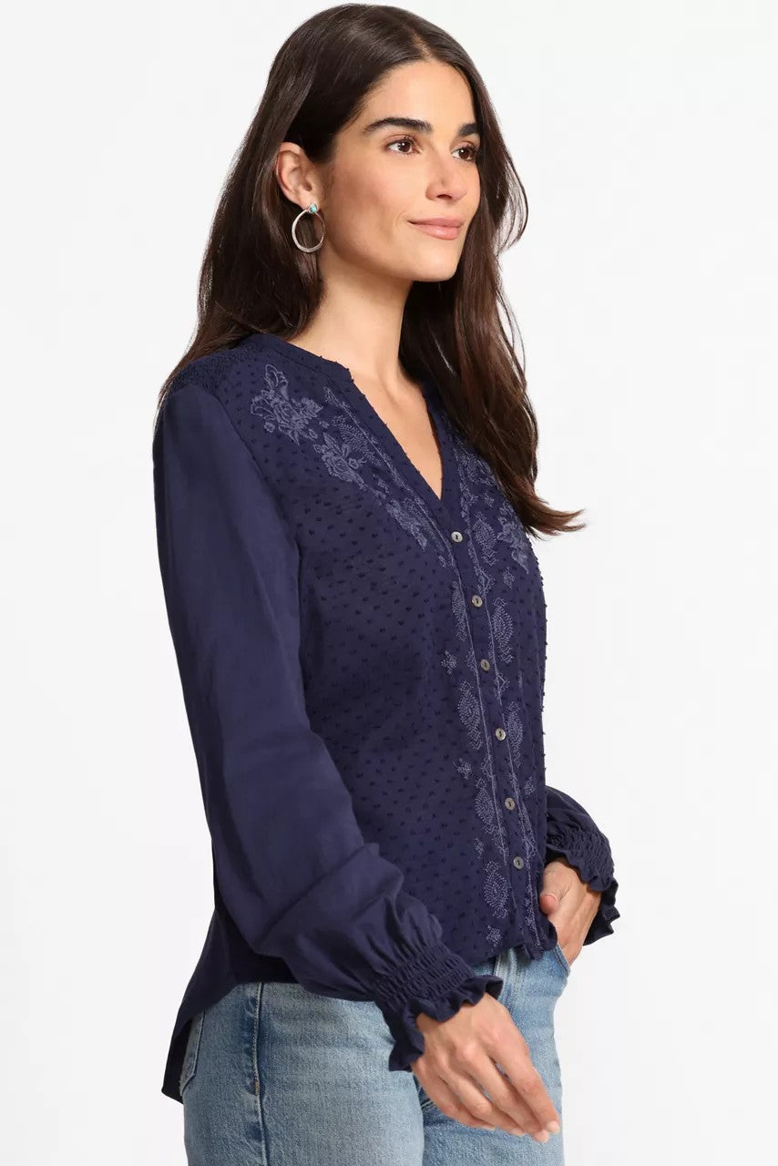 MIXED MEDIA HI LO SHIRT