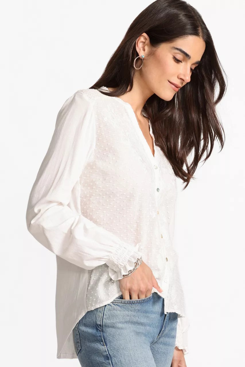 MIXED MEDIA HI LO SHIRT