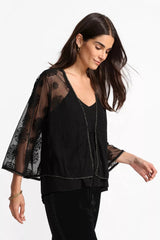 MERTINA EMBROIDERED MESH BOLERO