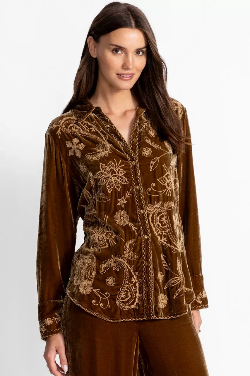 VELVET RELAXED SEAMED SHIRT