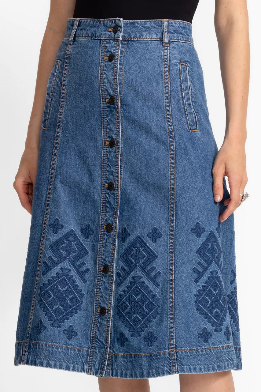 THE PANEL DENIM SKIRT