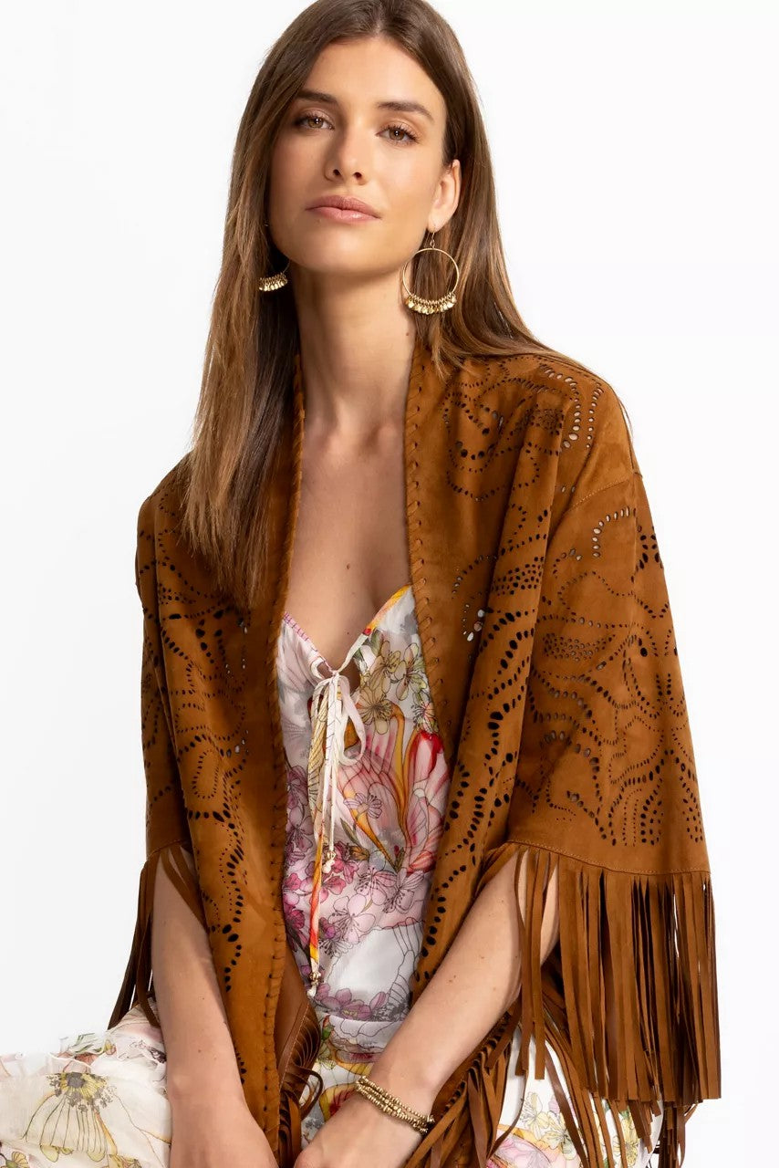 LASER CUT ITALIAN SUEDE PONCHO