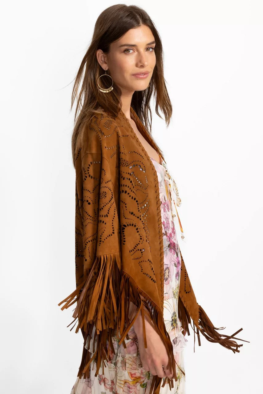 LASER CUT ITALIAN SUEDE PONCHO