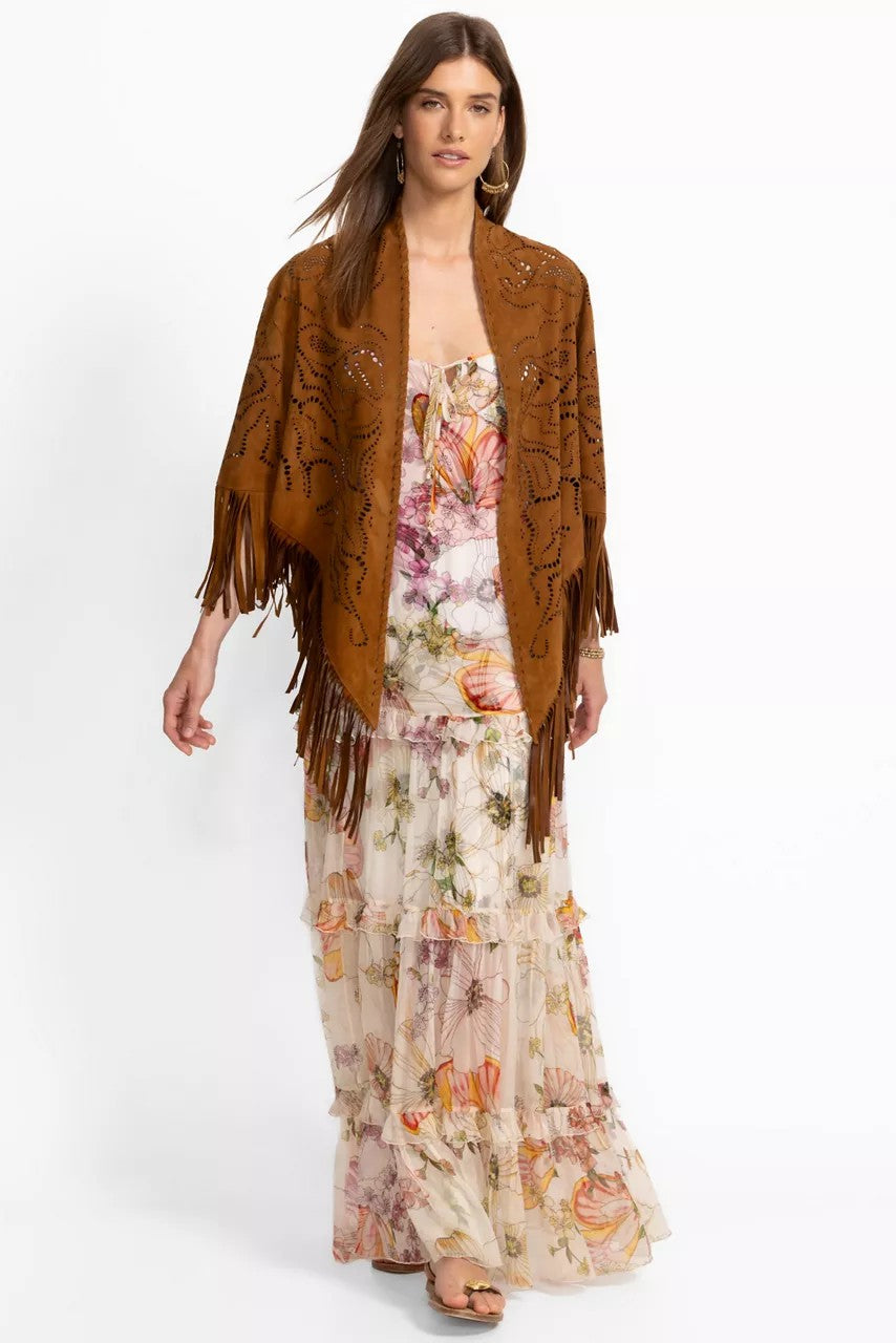 LASER CUT ITALIAN SUEDE PONCHO