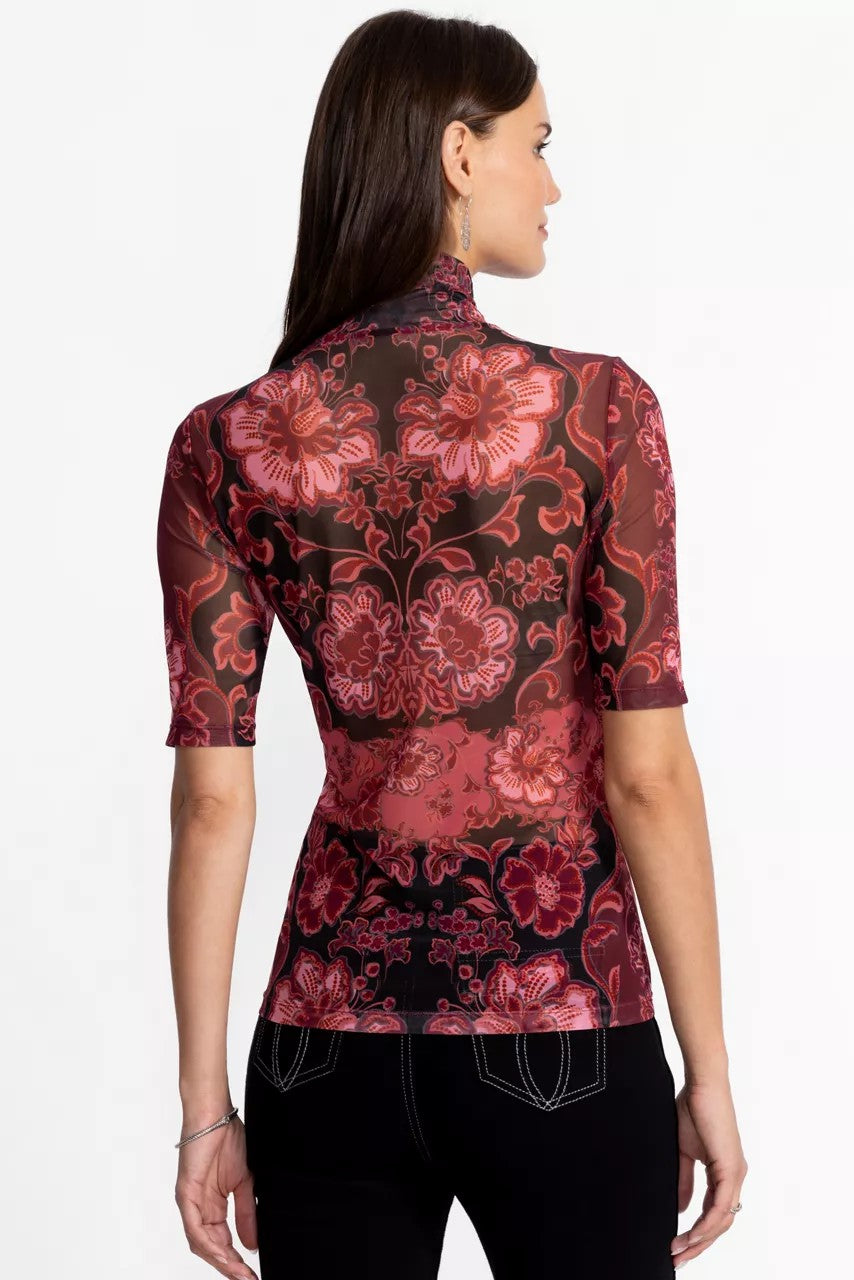 MESH ELBOW SLEEVE MOCK NECK