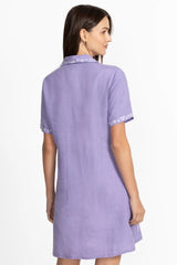 LINEN HENLEY COLLARED DRESS