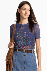 ELEANOR SHORT SLEEVE MESH TEE