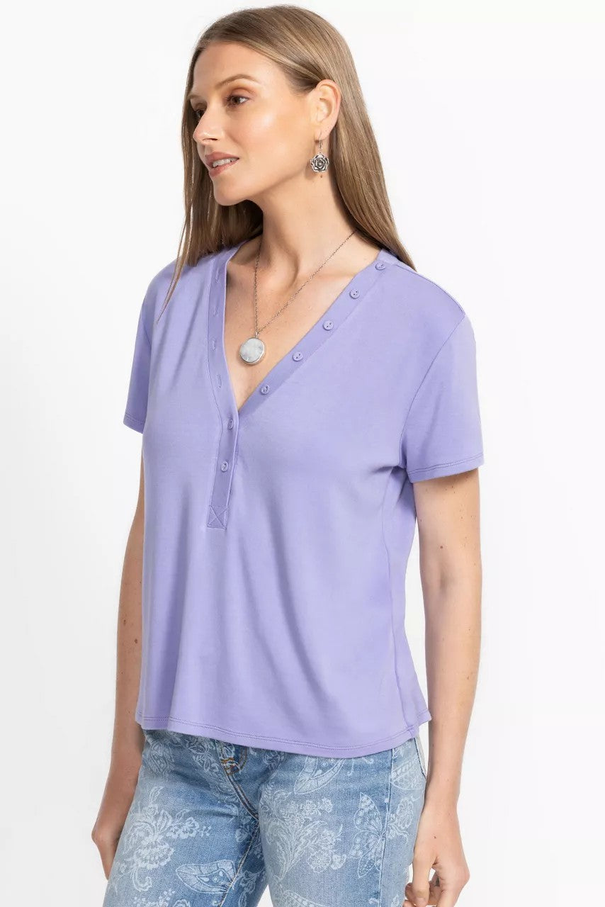 MODAL JERSEY BUTTON NECK TEE