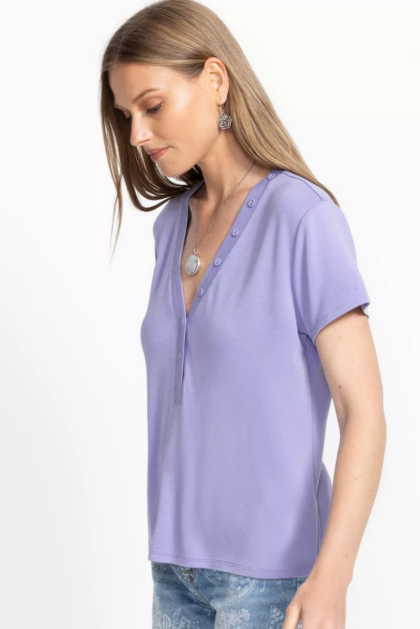 MODAL JERSEY BUTTON NECK TEE