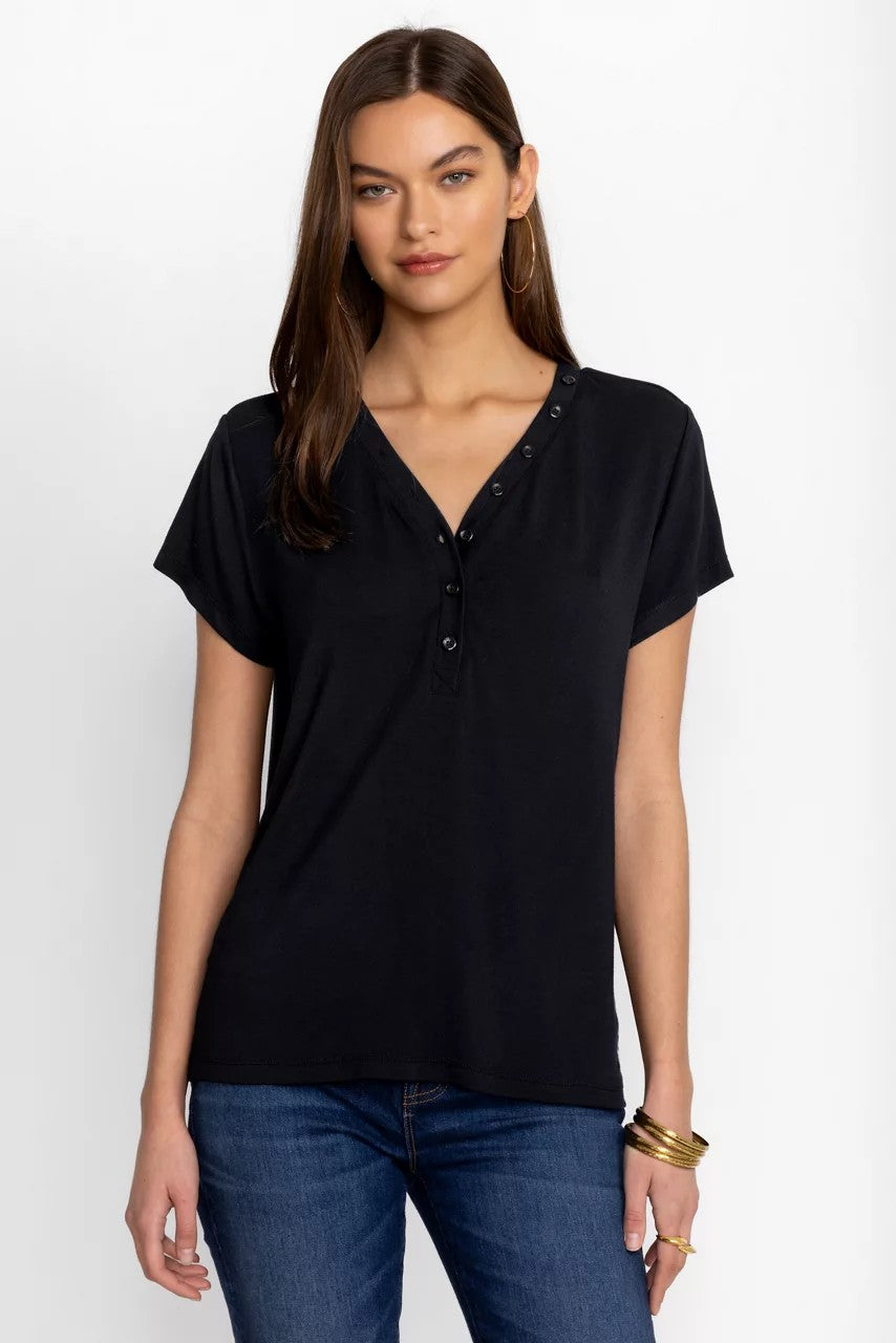 MODAL JERSEY BUTTON NECK TEE