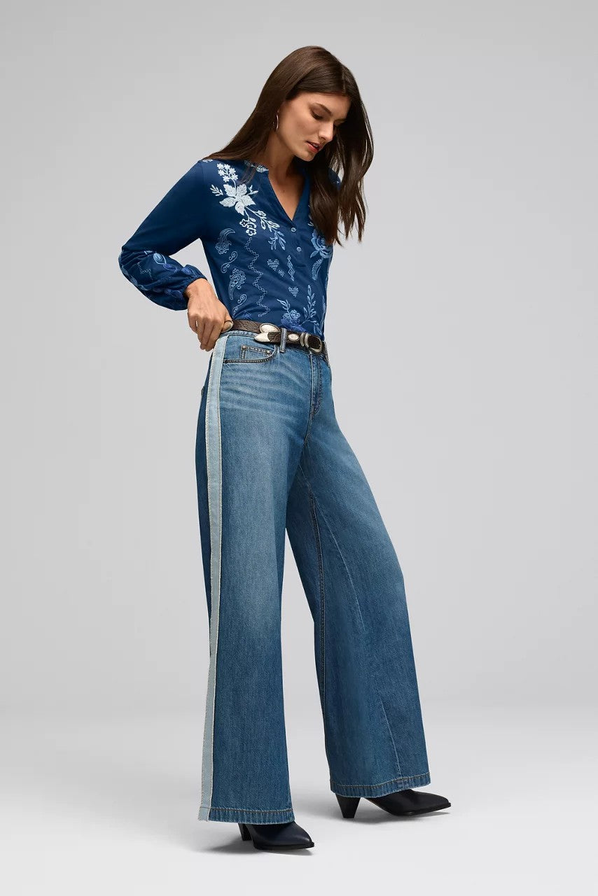 THE BLANKET STITCH WIDE LEG JEAN