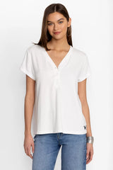 MODAL JERSEY BUTTON NECK TEE