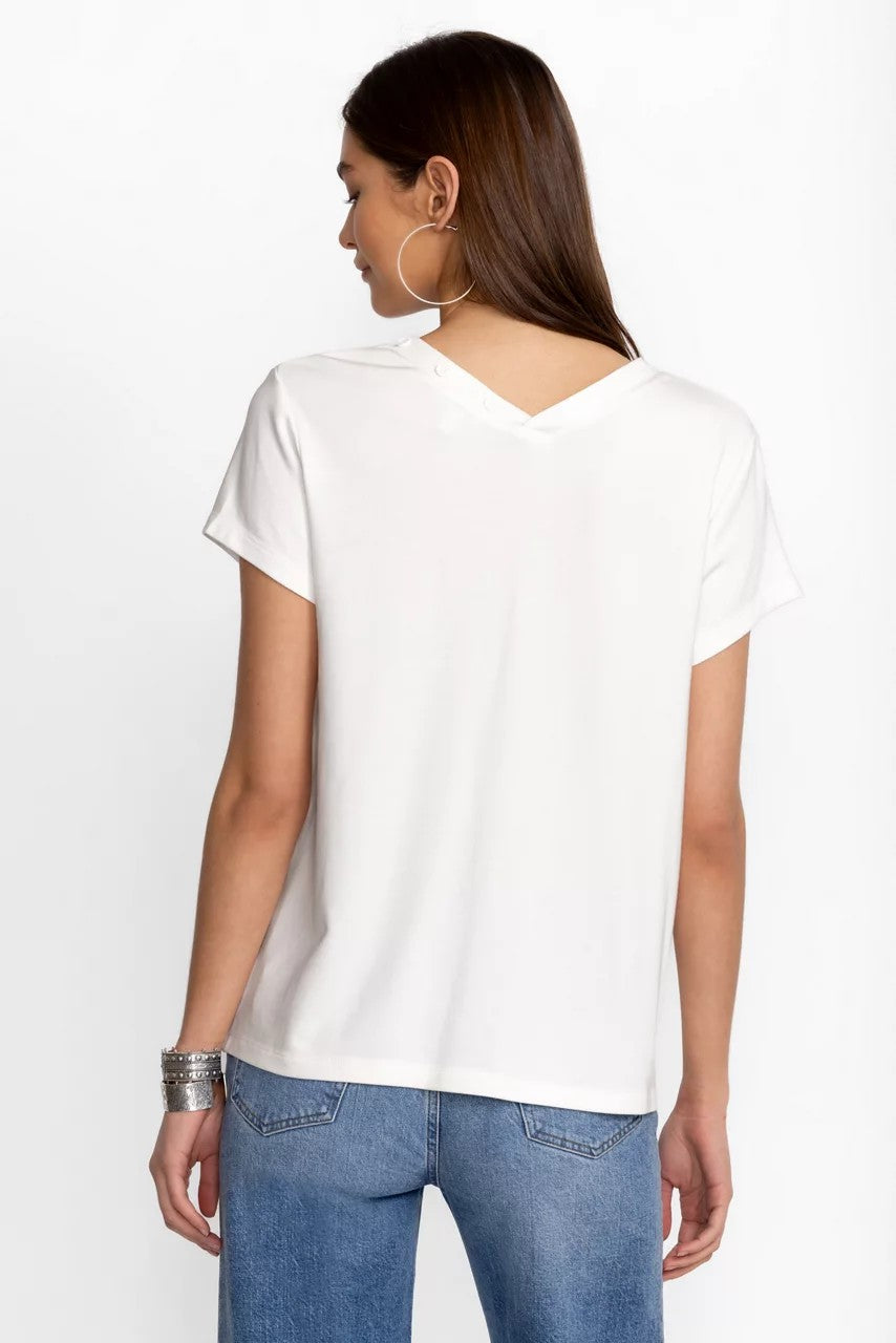 MODAL JERSEY BUTTON NECK TEE